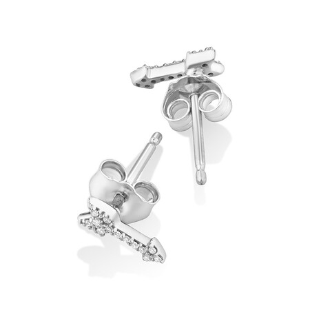 Mini Arrow Earrings with Diamonds in Sterling Silver Mini Arrow Earrings with Diamonds in Sterling Silver