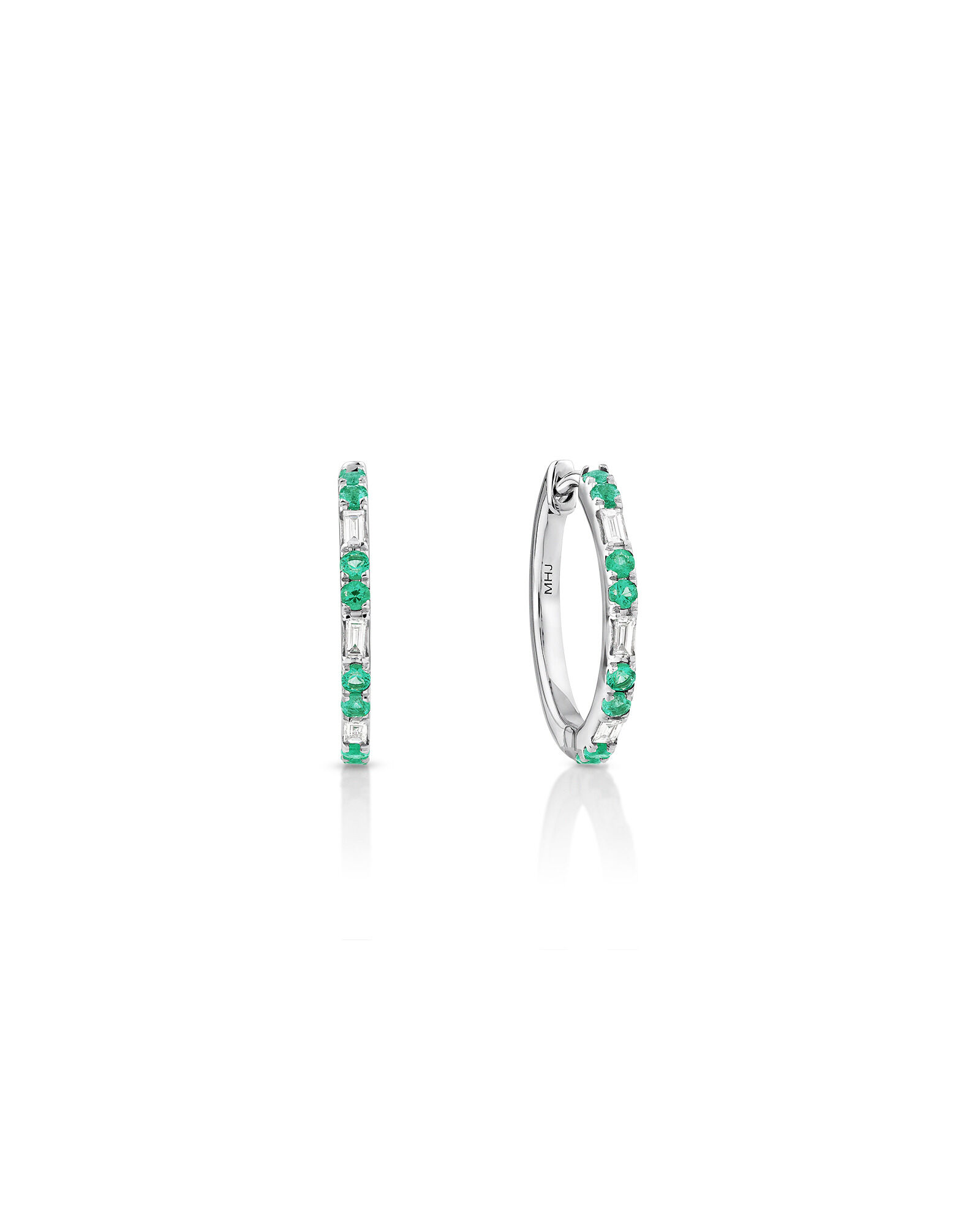 Gold emerald hoop earrings deals