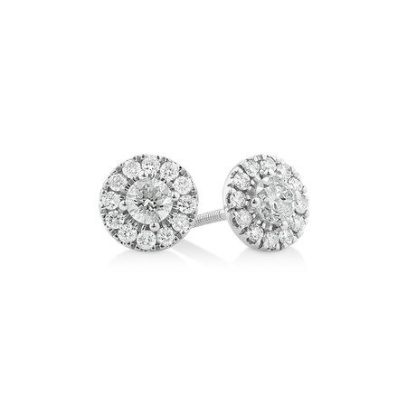 Dainty Halo Earrings with 0.50kt TW of Diamonds in 14kt White Gold Dainty Halo Earrings with 0.50kt TW of Diamonds in 14kt White Gold