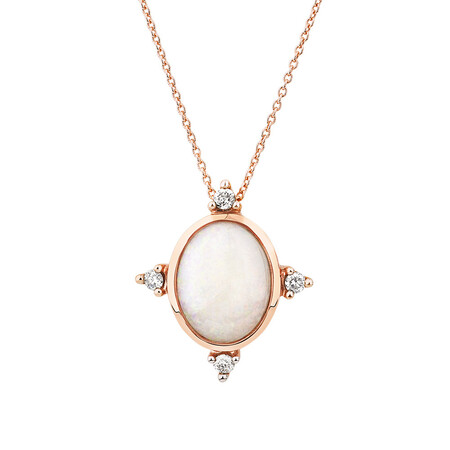 Pendant with Created Opal with Diamonds in 10kt Rose Gold Pendant with Created Opal with Diamonds in 10kt Rose Gold