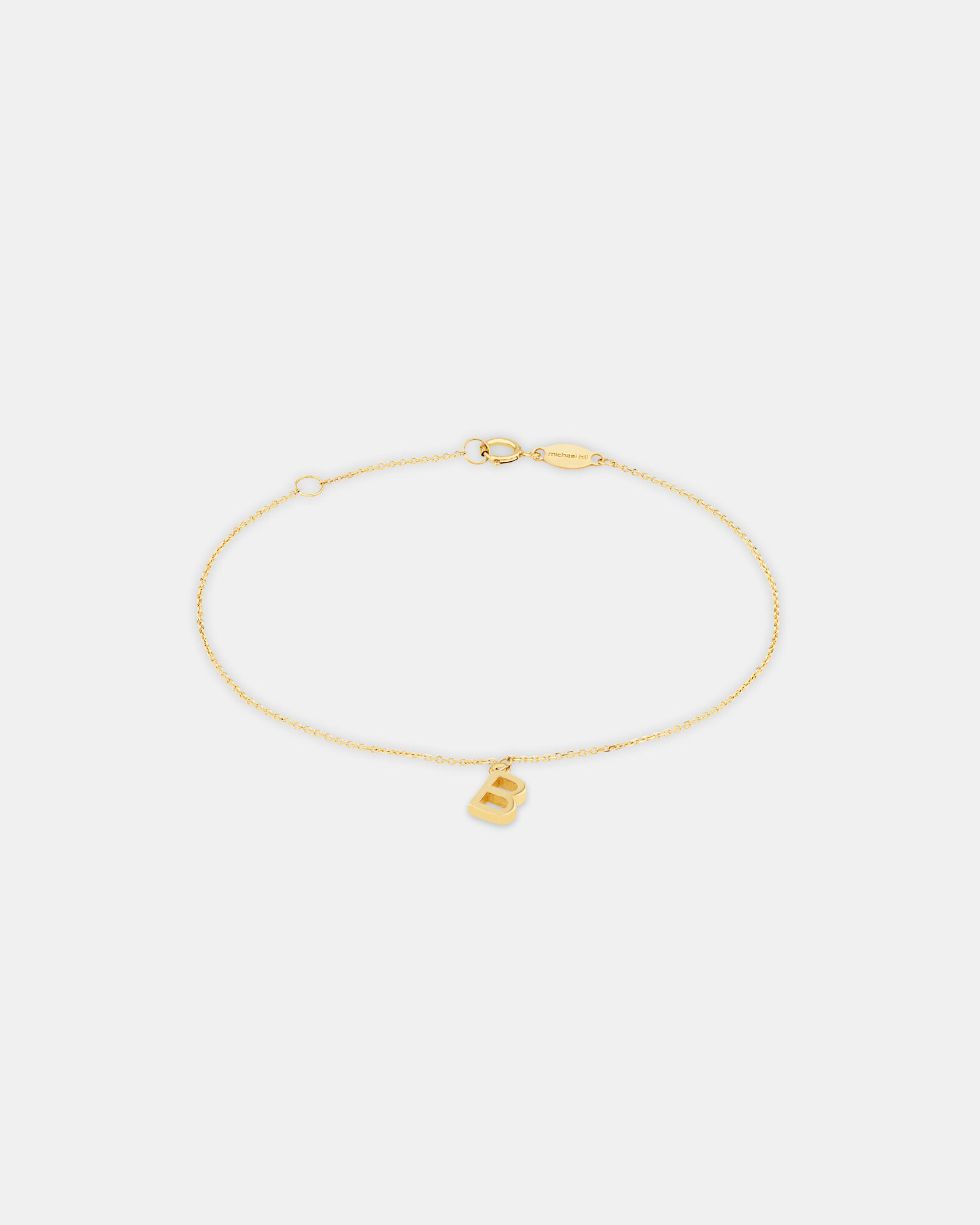 19cm (7.5") B Initial Bracelet in 10kt Yellow Gold