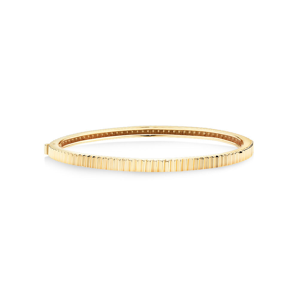 Ribbed Oval Hinge Bangle in 10kt Yellow Gold