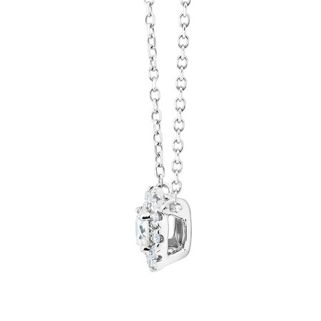 Halo Necklace with 0.23 Carat TW of Diamonds in 10kt White Gold Halo Necklace with 0.23 Carat TW of Diamonds in 10kt White Gold
