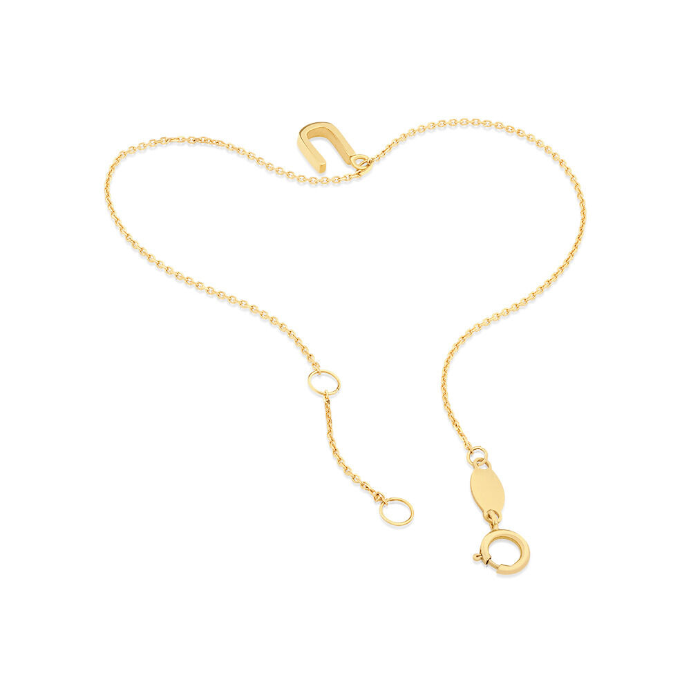 19cm (7.5") U Initial Bracelet in 10kt Yellow Gold