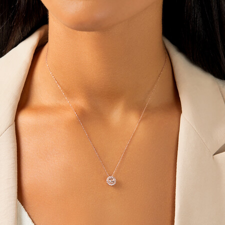 Pendant with Morganite & 0.15 Carat TW of Diamonds in 10kt Rose Gold Pendant with Morganite & 0.15 Carat TW of Diamonds in 10kt Rose Gold