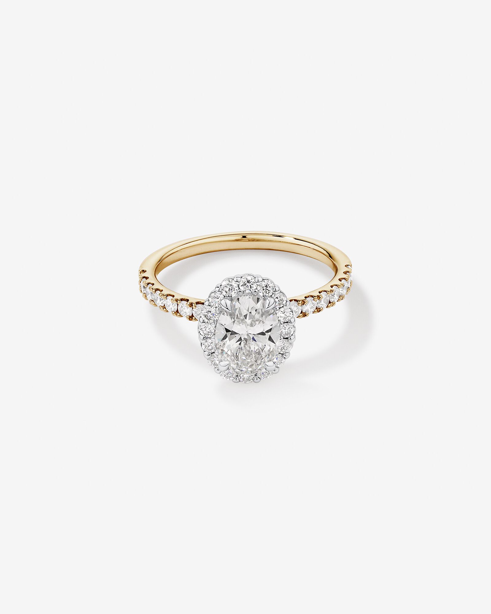 Bague de fiançailles ovale TW de 1,78 carat en or jaune et blanc 14 carats