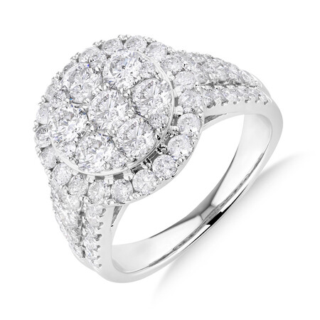 Halo Ring with 3 Carat Of Diamonds in 10kt White Gold Halo Ring with 3 Carat Of Diamonds in 10kt White Gold