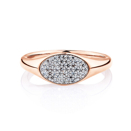 Oval Signet Ring with 1/6 carat TW of Diamonds in 10kt Rose Gold Oval Signet Ring with 1/6 carat TW of Diamonds in 10kt Rose Gold
