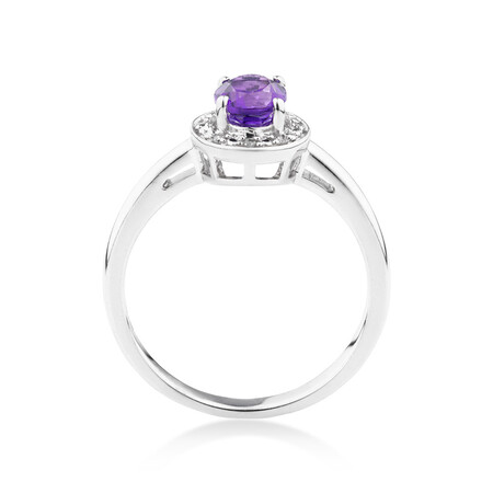 Halo Ring with Diamonds and Amethyst in Sterling Silver Halo Ring with Diamonds and Amethyst in Sterling Silver