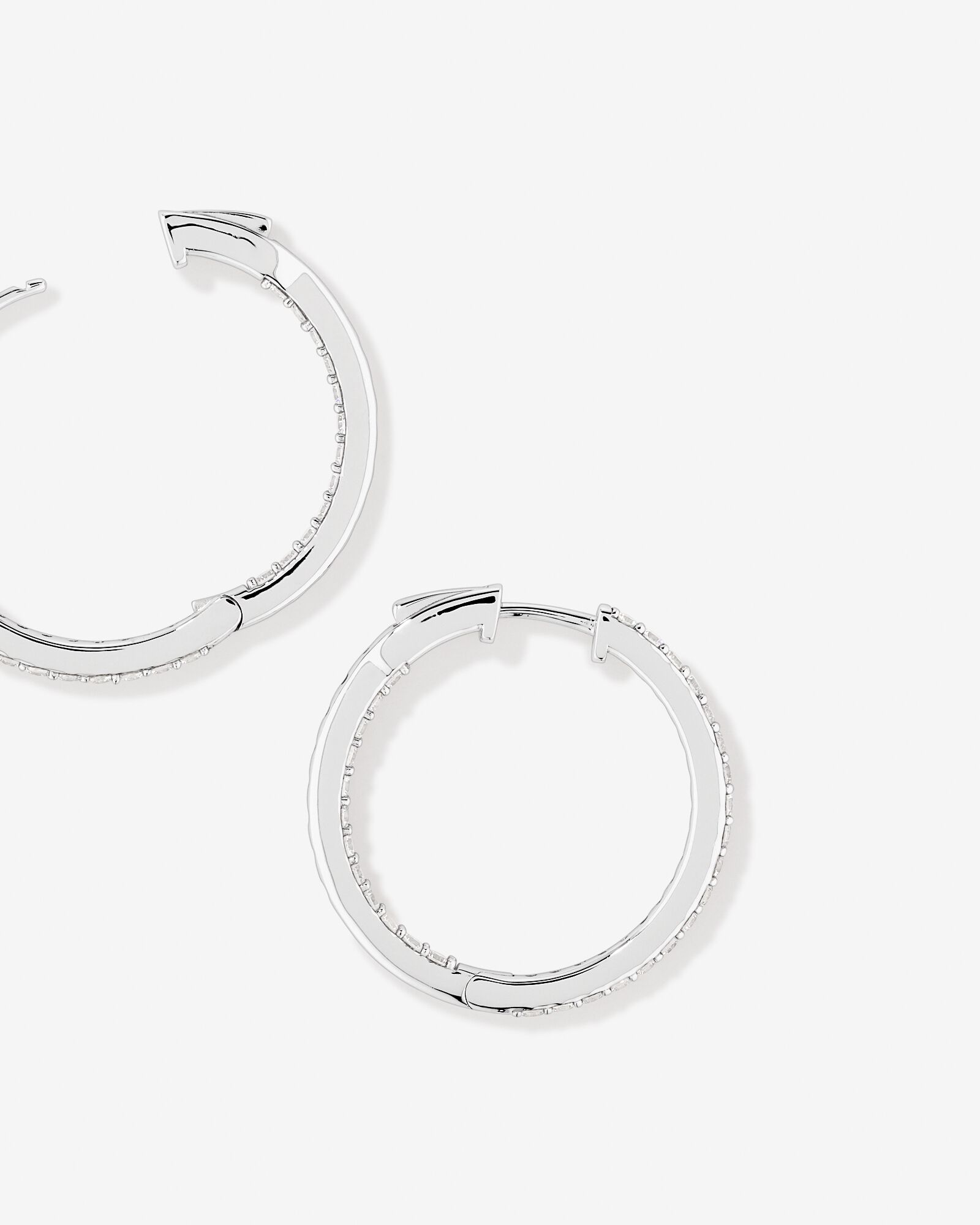 30mm Cubic Zirconia Huggie Hoop Earrings in Sterling Silver