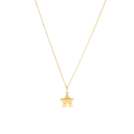Inukshuk Pendant with Diamonds In 10kt Yellow Gold