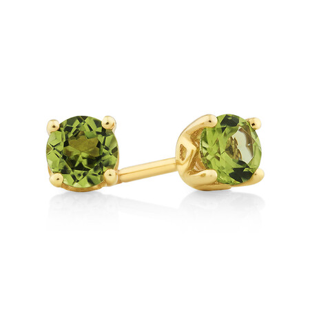 4mm Stud Earrings with Peridot in 10kt Yellow Gold