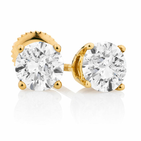 Classic Stud Earrings with 1.46 Carat TW of Diamonds in 14kt Yellow Gold