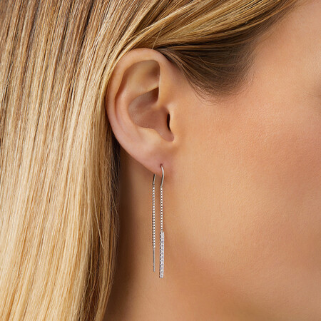 Thread Earrings with Cubic Zirconia in Sterling Silver Thread Earrings with Cubic Zirconia in Sterling Silver