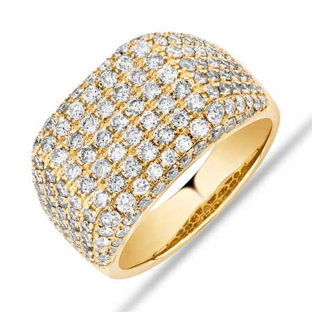 3 Carat Gents Ring with 3 Carat TW of Diamonds In 10kt Yellow Gold