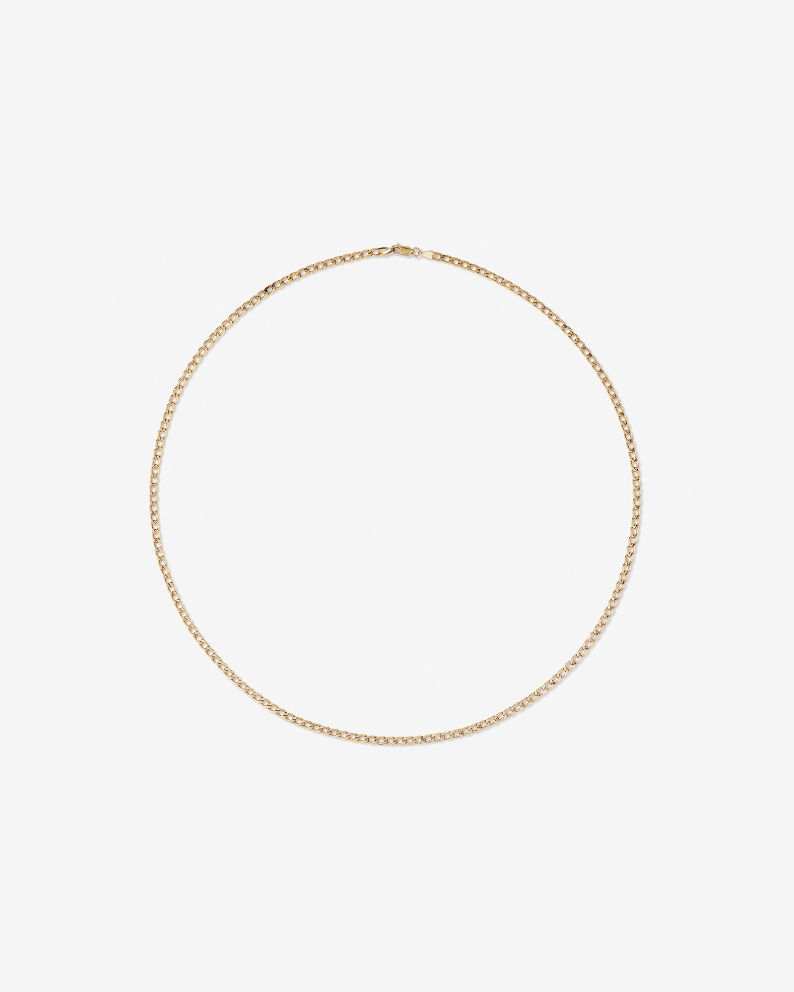 55cm (22") 3mm-3.5mm Width Hollow Curb Chain in 10kt Yellow Gold