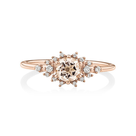 Ring with Morganite and 0.10 Carat TW of Diamonds in 10kt Rose Gold Ring with Morganite and 0.10 Carat TW of Diamonds in 10kt Rose Gold