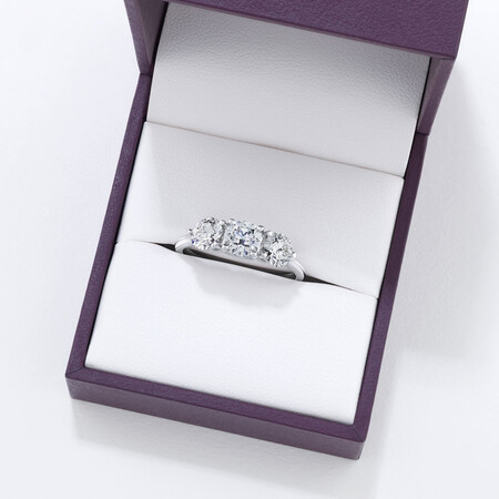 Laboratory-Created 1.70 Carat Oval Three Stone Diamond Ring In 14kt White Gold Laboratory-Created 1.70 Carat Oval Three Stone Diamond Ring In 14kt White Gold