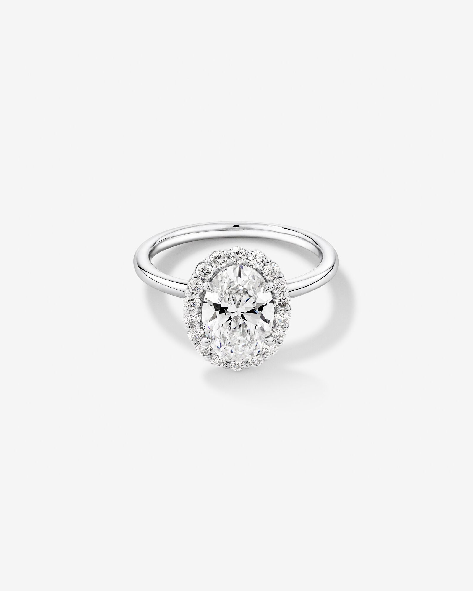 2.34 Carat TW Oval Cut Laboratory-Grown Diamond Halo Engagement Ring in 14kt Gold