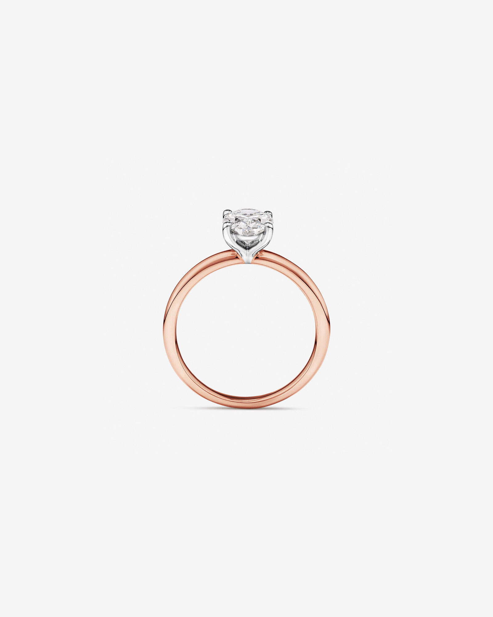 Bague de fiançailles solitaire ovale en diamant cultivé en laboratoire TW de 1,25 carat en or rose et blanc 14 carats
