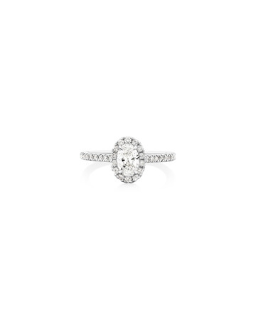 Halo Oval Engagement Ring with 0.92 Carat TW of Diamonds in 14kt White Gold Halo Oval Engagement Ring with 0.92 Carat TW of Diamonds in 14kt White Gold