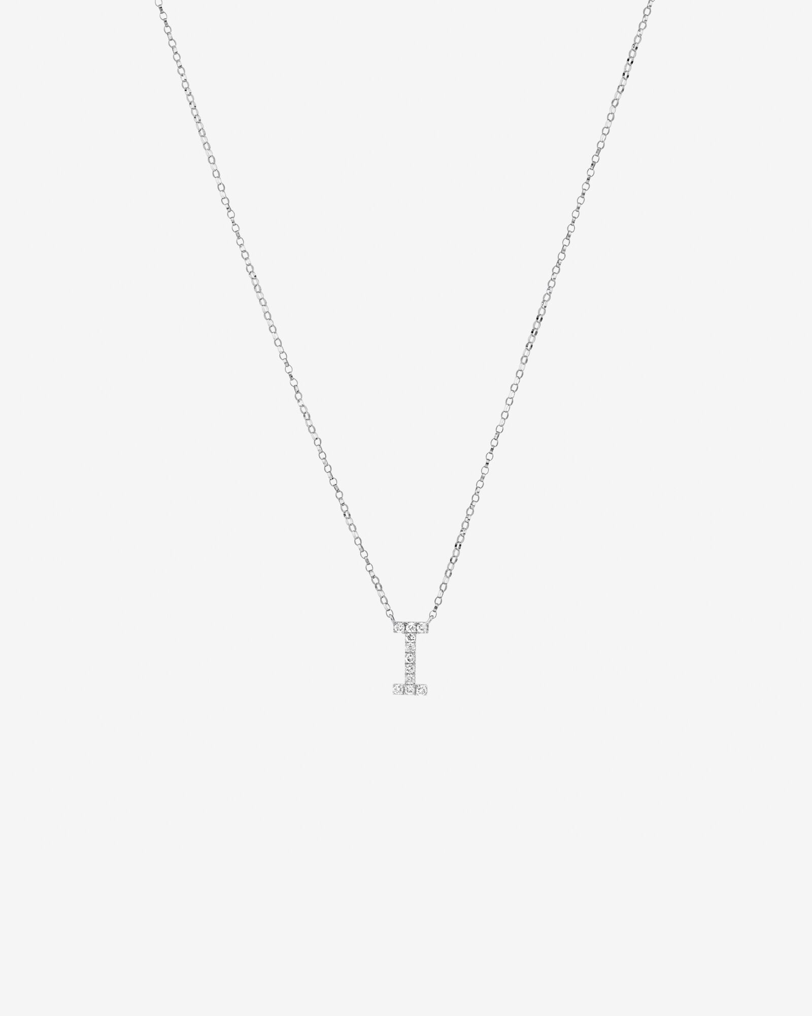 I Initial Necklace with 0.10 Carat TW of Diamonds in 10kt White Gold