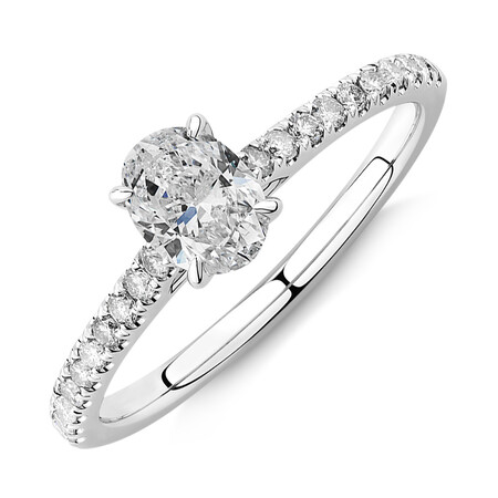 Oval Solitaire Ring with 0.70 Carat TW of Diamonds in 14kt White Gold Oval Solitaire Ring with 0.70 Carat TW of Diamonds in 14kt White Gold