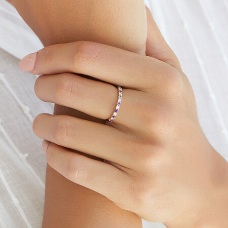 Stacker Ring with Amethyst & 0.15 Carat TW of Diamonds in 10kt Yellow Gold Stacker Ring with Amethyst & 0.15 Carat TW of Diamonds in 10kt Yellow Gold