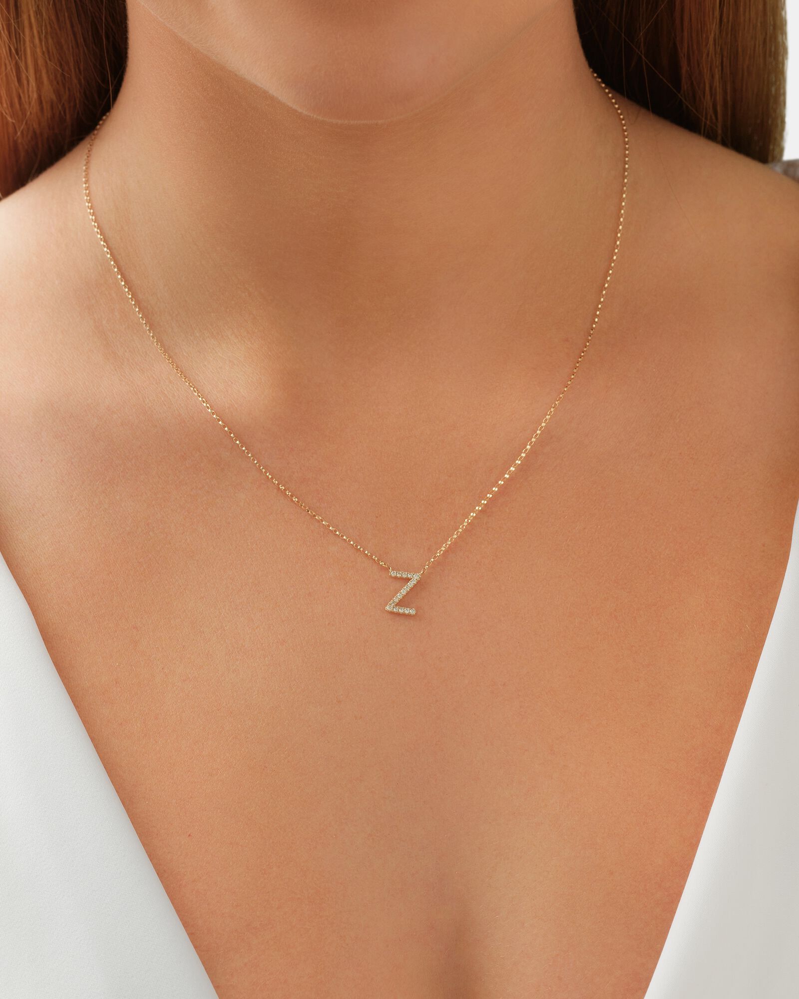 "Z" Initial Necklace with 0.10 Carat TW of Diamonds in 10kt Yellow Gold