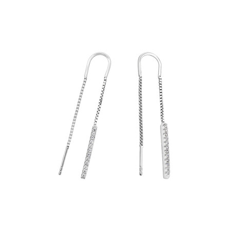 Thread Earrings with Cubic Zirconia in Sterling Silver Thread Earrings with Cubic Zirconia in Sterling Silver