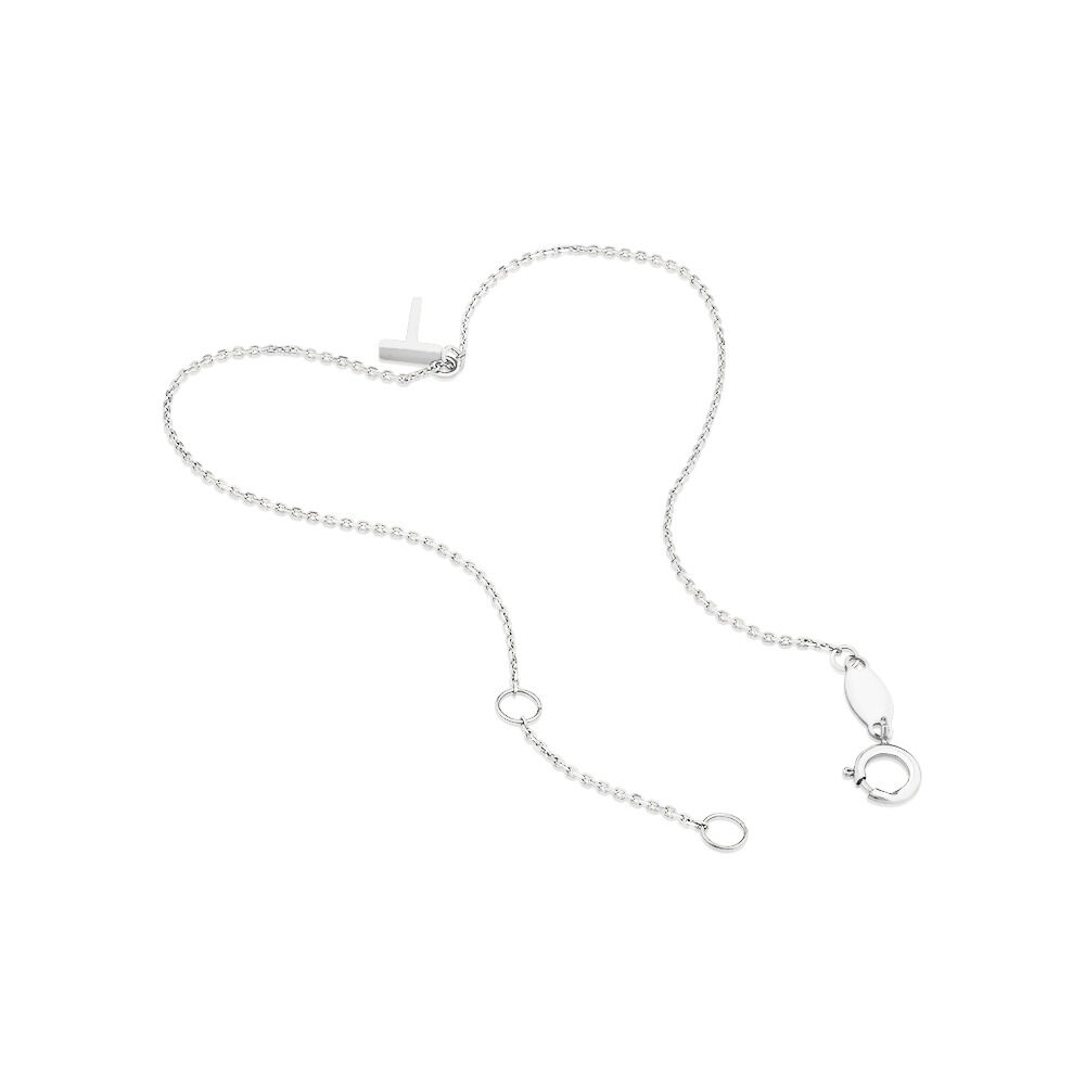 19cm (7.5") T Initial Bracelet in Sterling Silver
