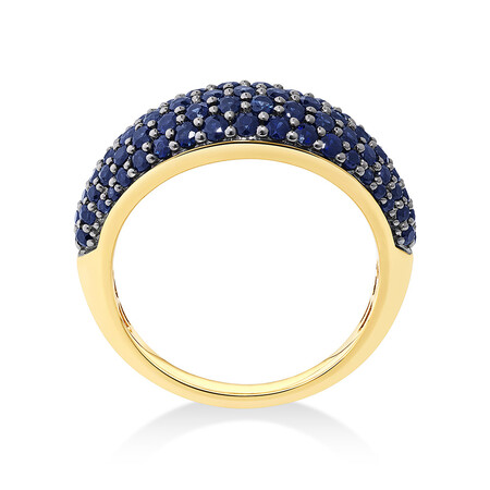 Pave Ring with Sapphire in 10kt Yellow Gold Pave Ring with Sapphire in 10kt Yellow Gold