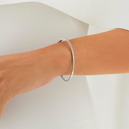 61mm Oval Diamond Bangle with 1 Carat TW of Diamonds in 10kt White Gold 61mm Oval Diamond Bangle with 1 Carat TW of Diamonds in 10kt White Gold