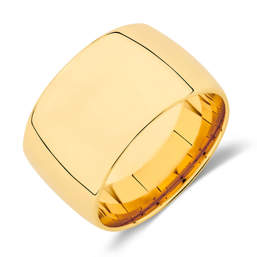 Bague cylindrique de 12 mm en or jaune 10 K