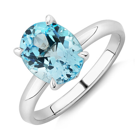 10mm Sky Blue Topaz Ring in Sterling Silver 10mm Sky Blue Topaz Ring in Sterling Silver