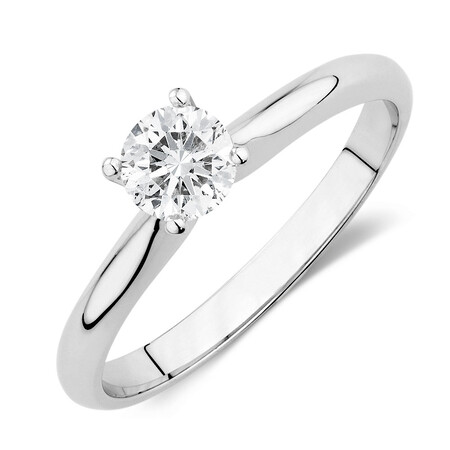 Certified Solitaire Engagement Ring with a 0.50 Carat TW Diamond in 14kt White Gold Certified Solitaire Engagement Ring with a 0.50 Carat TW Diamond in 14kt White Gold