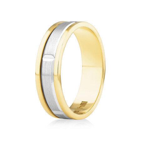 Men's Wedding Band in 10kt Yellow & White Gold Men's Wedding Band in 10kt Yellow & White Gold