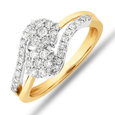 Double Cluster Engagement Ring with 0.50 Carat TW of Diamonds in 10kt Yellow Gold Double Cluster Engagement Ring with 0.50 Carat TW of Diamonds in 10kt Yellow Gold
