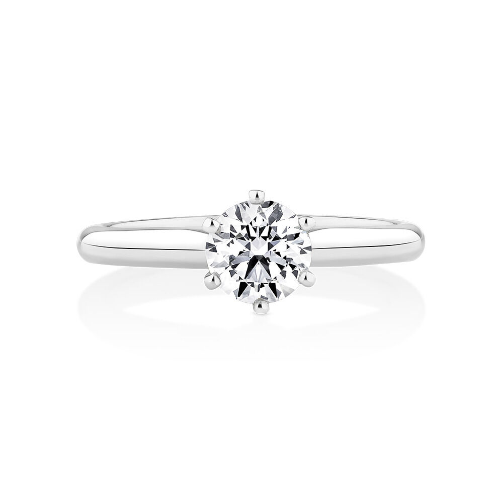 Certified Solitaire Engagement Ring with a 3/4 Carat TW Diamond in 18kt White Gold