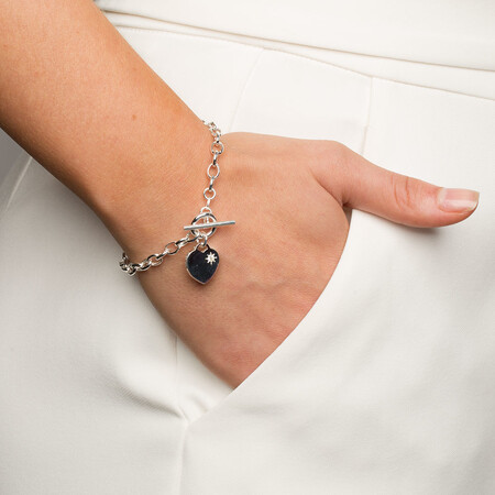 Belcher Bracelet with Cubic Zirconia in Sterling Silver Belcher Bracelet with Cubic Zirconia in Sterling Silver