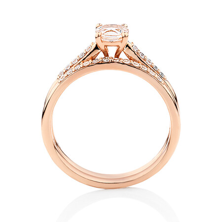 Evermore Bridal Set with Morganite & 1/5 Carat TW of Diamonds in 10kt Rose Gold Evermore Bridal Set with Morganite & 1/5 Carat TW of Diamonds in 10kt Rose Gold