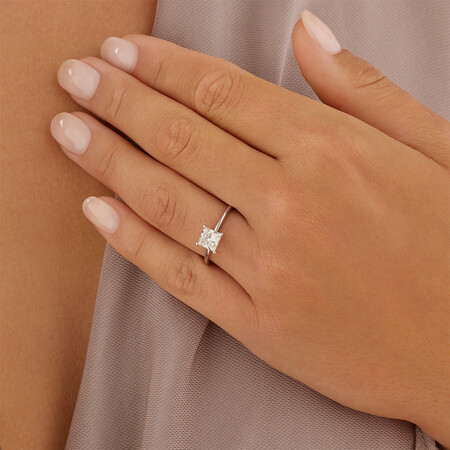 Laboratory-Created 1.25 Carat Princess Cut Diamond Ring In 14kt White Gold Laboratory-Created 1.25 Carat Princess Cut Diamond Ring In 14kt White Gold