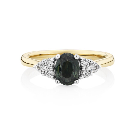 Ring with Green Sapphire & 0.20 Carat TW of Diamonds in 10kt Yellow & White Gold Ring with Green Sapphire & 0.20 Carat TW of Diamonds in 10kt Yellow & White Gold