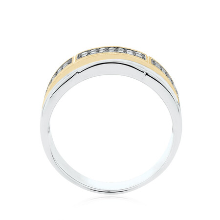 Men's Ring with 0.38 Carat TW of Brown Diamonds in 10kt White & Yellow Gold Men's Ring with 0.38 Carat TW of Brown Diamonds in 10kt White & Yellow Gold