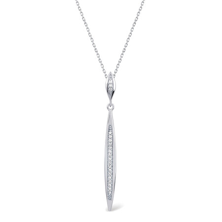 Drop Pendant With Diamonds In Sterling Silver