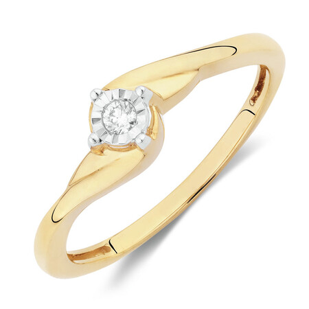 Solitaire Promise Ring with a Diamond in 10kt Yellow Gold