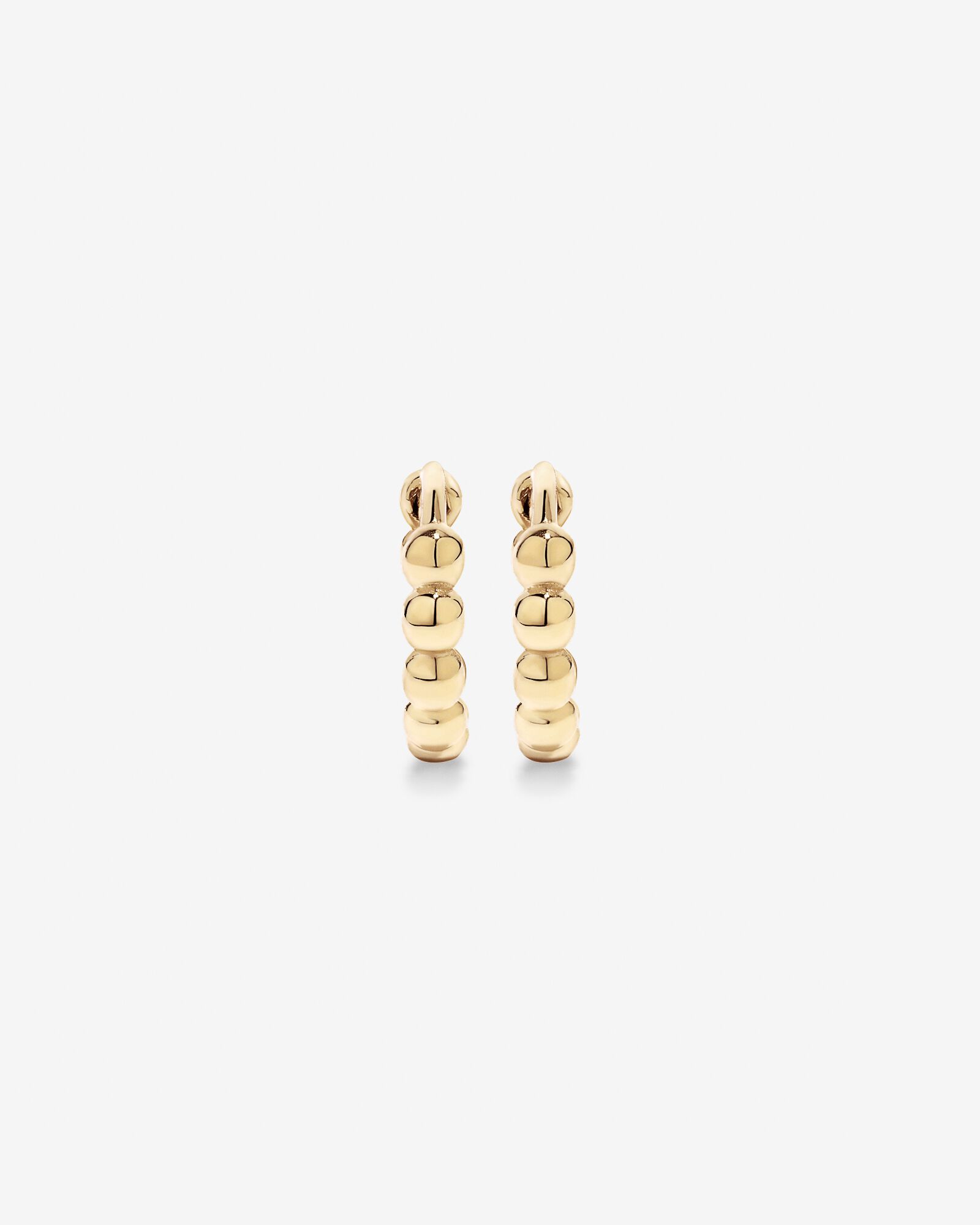 10.5mm Beaded Huggie Earrings in 10kt Yellow Gold