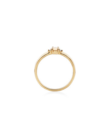 3 Stone Ring with Opal & Diamonds in 10kt Yellow Gold 3 Stone Ring with Opal & Diamonds in 10kt Yellow Gold