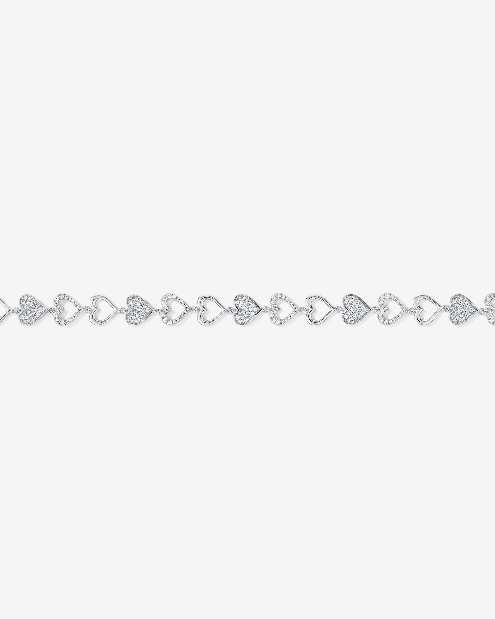 Cubic Zirconia open and closed Heart Bracelet in Sterling Silver