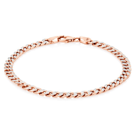 19cm (7.5") Hollow Curb Bracelet in 10kt White & Rose Gold 19cm (7.5") Hollow Curb Bracelet in 10kt White & Rose Gold